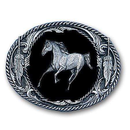 Sports Jewelry & Accessories Sports Accessories - Running Horse  (Diamond Cut) Enameled Belt Buckle JM Sports-7