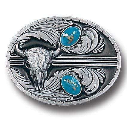 Sports Jewelry & Accessories Sports Accessories - Stones with Buffalo Skull Enameled Belt Buckle JM Sports-7
