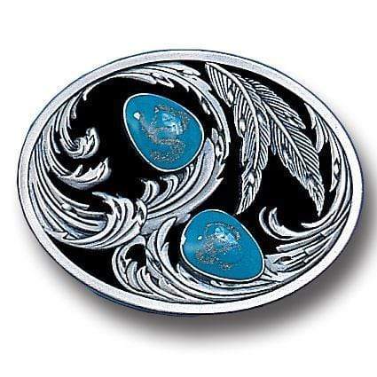 Sports Jewelry & Accessories Sports Accessories - Turquoise Stones with Scroll Enameled Belt Buckle JM Sports-7