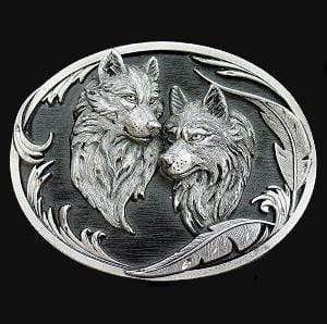 Sports Jewelry & Accessories Sports Accessories - Two Wolves (Diamond Cut) Enameled Belt Buckle JM Sports-7