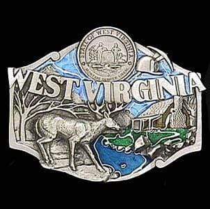Sports Jewelry & Accessories Sports Accessories - West Virginia State Seal Enameled Belt Buckle JM Sports-7