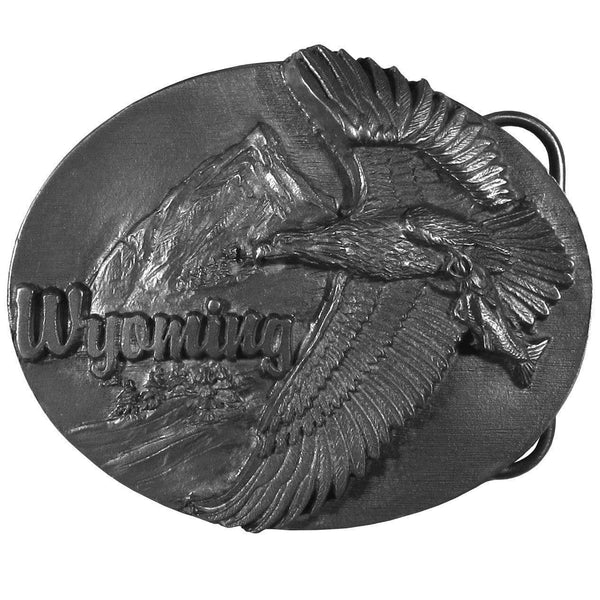 Sports Jewelry & Accessories Sports Accessories - Wyoming Eagle  Antiqued Belt Buckle JM Sports-7