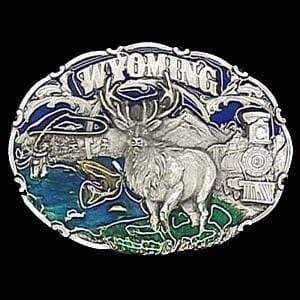 Sports Jewelry & Accessories Sports Accessories - Wyoming Elk Enameled Belt Buckle JM Sports-7
