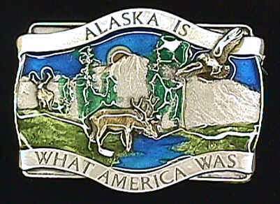 Sports Jewelry & Accessories Sports Jewelry & AccessoriesSports Accessories - Alaska Is What America Enameled Belt Buckle JM Sports-7