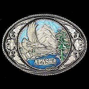 Sports Jewelry & Accessories Sports Jewelry & AccessoriesSports Accessories - Alaska with Western Scroll Enameled Belt Buckle JM Sports-7