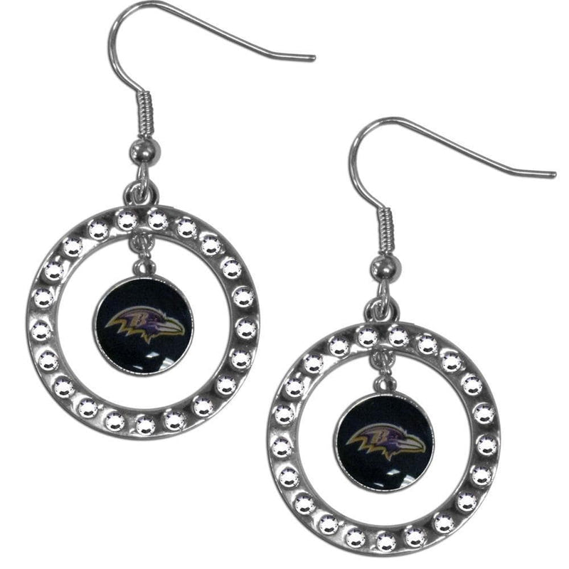 Sports Jewelry NFL - Baltimore Ravens Rhinestone Hoop Earrings JM Sports-7