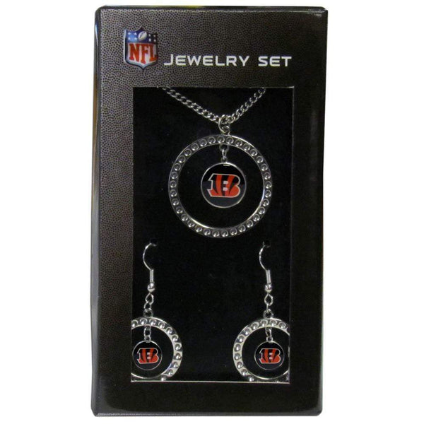 Sports Jewelry NFL - Cincinnati Bengals Rhinestone Hoop Jewelry Set JM Sports-7