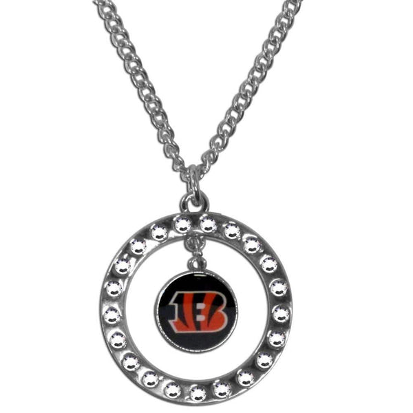 Sports Jewelry NFL - Cincinnati Bengals Rhinestone Hoop Necklace JM Sports-7