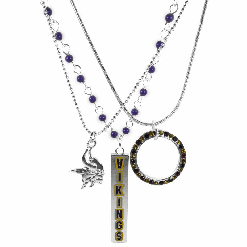 Sports Jewelry NFL - Minnesota Vikings Trio Necklace Set JM Sports-7