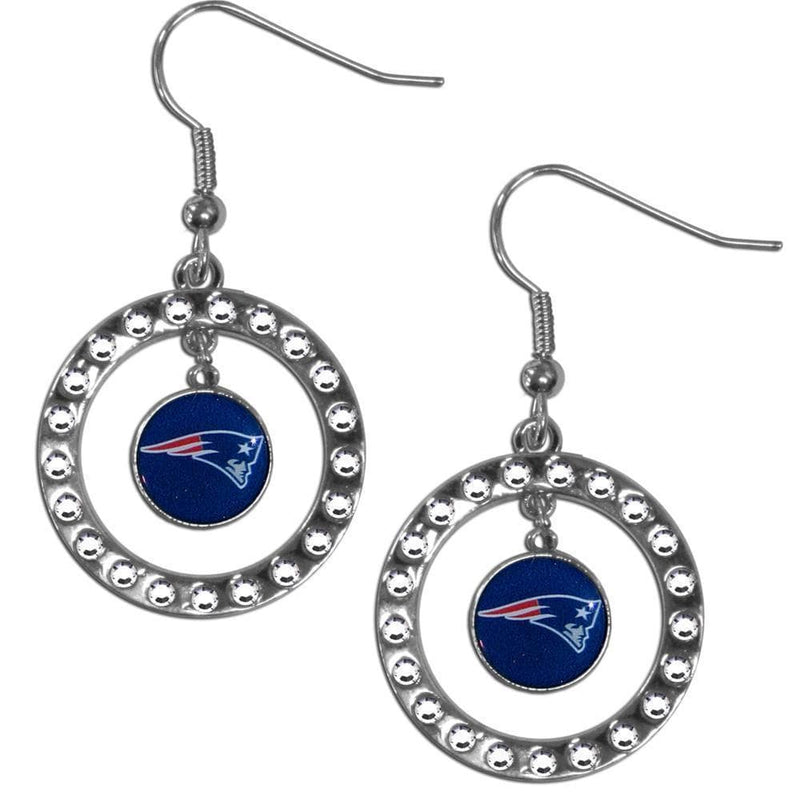 Sports Jewelry NFL - New England Patriots Rhinestone Hoop Earrings JM Sports-7