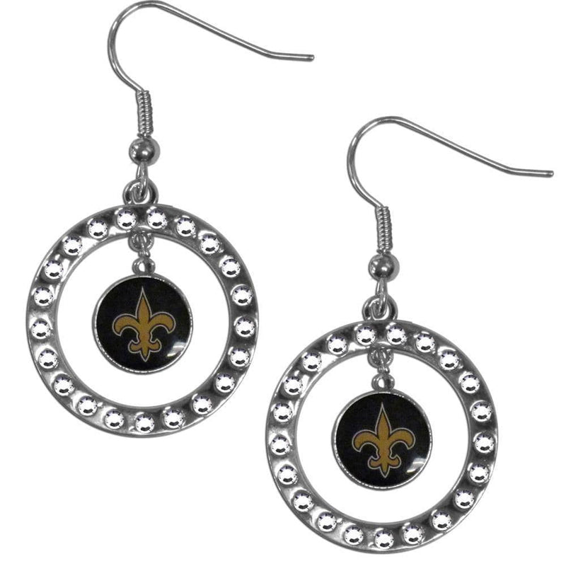 Sports Jewelry NFL - New Orleans Saints Rhinestone Hoop Earrings JM Sports-7