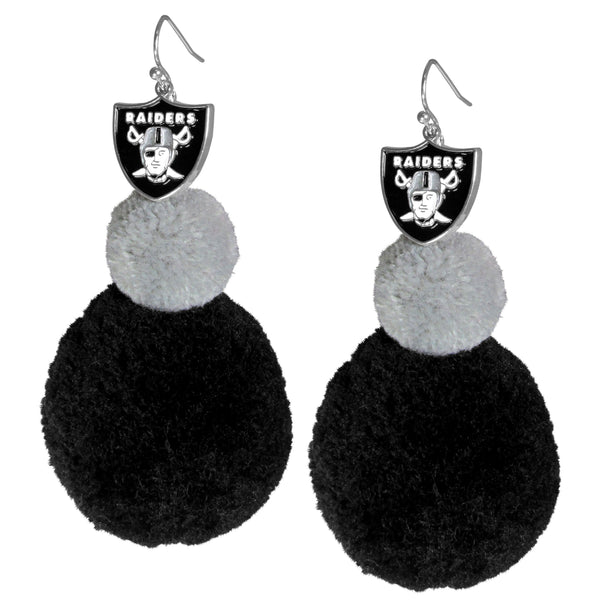 Sports Jewelry NFL - Oakland Raiders Pom Pom Earrings JM Sports-7