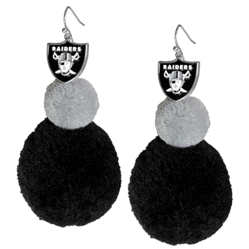 Sports Jewelry NFL - Oakland Raiders Pom Pom Earrings JM Sports-7