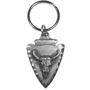 Sports Key Chains - Arrowhead Buffalo Antiqued Keyring-Key Chains,Scultped Key Chains,Antiqued Key Chain-JadeMoghul Inc.