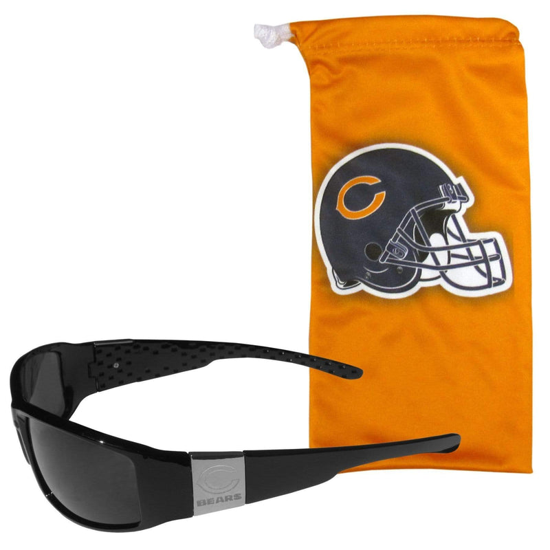 Sports Sunglasses NFL - Chicago Bears Etched Chrome Wrap Sunglasses and Bag JM Sports-7