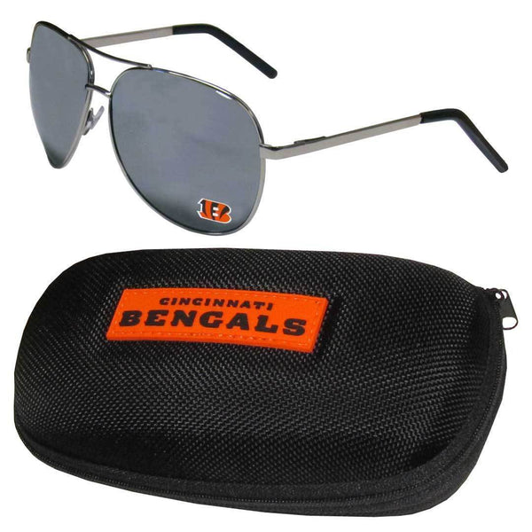 Sports Sunglasses NFL - Cincinnati Bengals Aviator Sunglasses and Zippered Carrying Case JM Sports-7