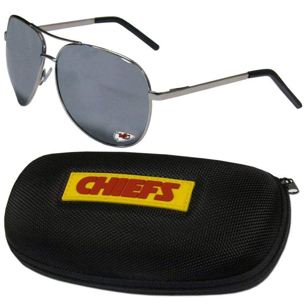 Sports Sunglasses NFL - Kansas City Chiefs Aviator Sunglasses and Zippered Carrying Case JM Sports-7