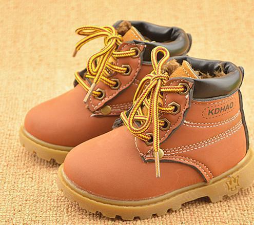 Spring Autumn Winter Children Sneakers Martin Boots Kids Shoes Boys Girls Snow Boots Casual Shoes Girls Boys Plush Fashion Boots-Brown with Fur-6-JadeMoghul Inc.