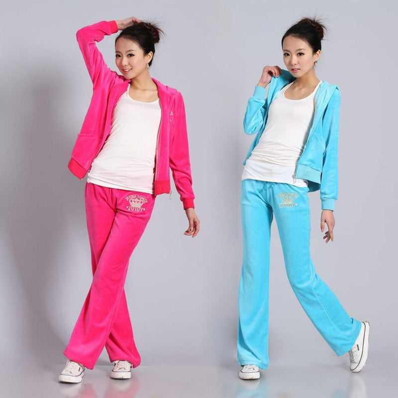 Spring / Fall 2017 Women's Brand Velvet Fabric Tracksuits Velour Suit Women Track Suit Hoodies And Pants Size S - 3XL AExp