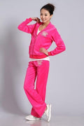 Spring / Fall 2017 Women's Brand Velvet Fabric Tracksuits Velour Suit Women Track Suit Hoodies And Pants Size S - 3XL AExp