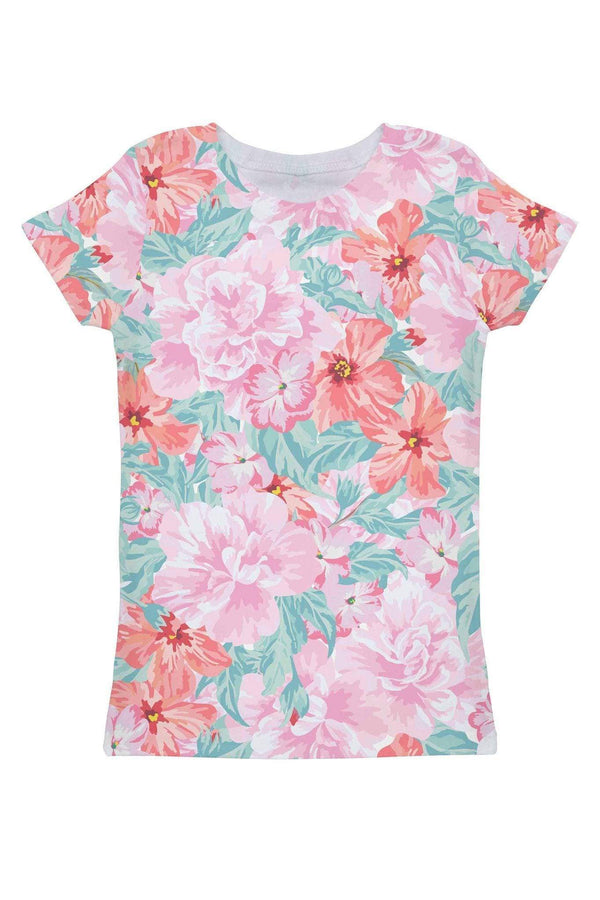 Spring Garden Spring Garden Zoe Pink Floral Print Designer T-Shirt - Women Zoe T-Shirt