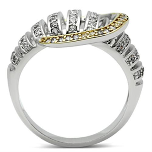 Gold Plated Rings SS015 Gold+Rhodium 925 Sterling Silver Ring with CZ