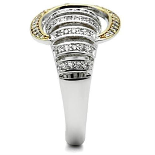 Gold Plated Rings SS015 Gold+Rhodium 925 Sterling Silver Ring with CZ