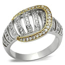 Gold Plated Rings SS015 Gold+Rhodium 925 Sterling Silver Ring with CZ