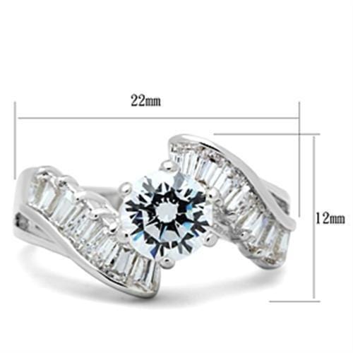 Silver Band Ring SS043 Silver 925 Sterling Silver Ring with AAA Grade CZ