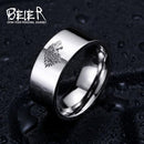 Stainless Steel ring Game of Thrones ice wolf House Stark of Winterfell men ring LUO001-6-White-JadeMoghul Inc.