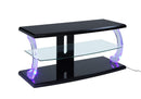 Stands Bedroom TV Stand - 18" X 48" X 22" Black Clear Glass Wood Glass Veneer (Melamine) TV Stand (LED) HomeRoots