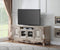 Stands Bedroom TV Stand - 25" X 74" X 32" Antique White Wood Glass Poly-Resin TV Stand HomeRoots