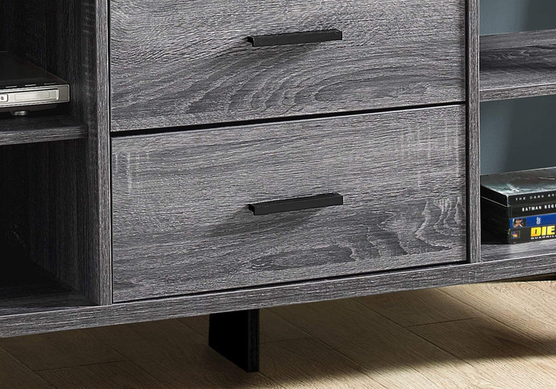 Stands Black TV Stand - 15'.5" x 60" x 23" Grey, Black, Particle Board, Hollow-Core, Metal - TV Stand With 2 Drawers HomeRoots