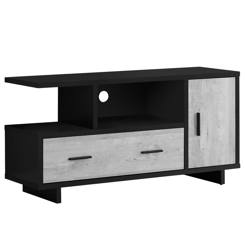 Stands Black TV Stand - 23.75" Black and Grey Particle Board, Laminate, and MDF TV Stand with Storage HomeRoots