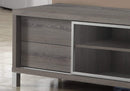 Stands Modern TV Stand - 17'.75" x 71" x 19'.75" Dark Taupe, Clear, Silver, Particle Board, Glass, Hollow-Core - Tv Stand HomeRoots