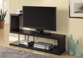 Stands Modern TV Stand - 35.25" Cappuccino Particle Board, Hollow Core, and Silver Metal TV Stand HomeRoots