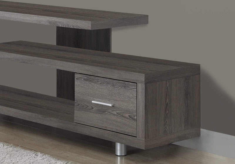 Stands Rustic TV Stand - 15'.75" x 60" x 24" Dark Taupe, Silver, Particle Board, Hollow-Core, Metal - TV Stand with a Drawer HomeRoots