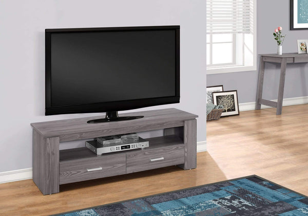 Stands Rustic TV Stand 16.25" Cappuccino Particle Board and Laminate TV Stand with 2 Storage Drawers 2894 HomeRoots