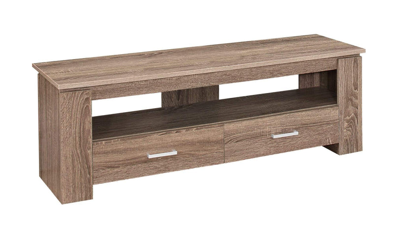 Stands Rustic TV Stand - 16.25" Dark Taupe Particle Board and Laminate TV Stand with 2 Storage Drawers HomeRoots