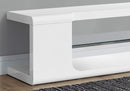 Stands White TV Stand - 15'.75" x 59" x 15'.75" White, Clear, Hollow-Core, Tempered Glass - TV Stand HomeRoots