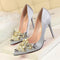 Star Style Women Fashion Pearl Crystal High Heels Shoes 2018 New Women's Sexy Pointed Toe Shallow Solid Silk Elegant Party Shoes JadeMoghul Inc. 