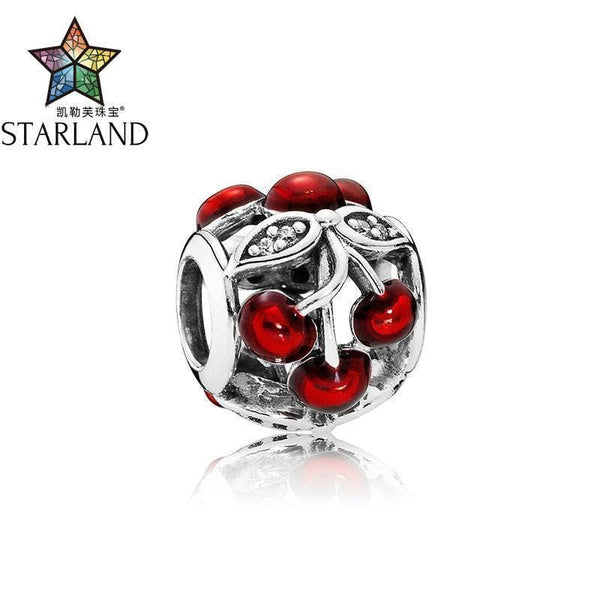 Starland 100% 925 Sterling Silver Cute Sweet Cherries Glossy Red Enamel Charms Bead Charm For Women DIY Original Brand Jewelry JadeMoghul Inc. 