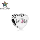 Starland 100% 925 Sterling Silver Dazzling Clear Charm Beads Pink Mother's love hollowed out texture DIY Beads Jewelry JadeMoghul Inc. 