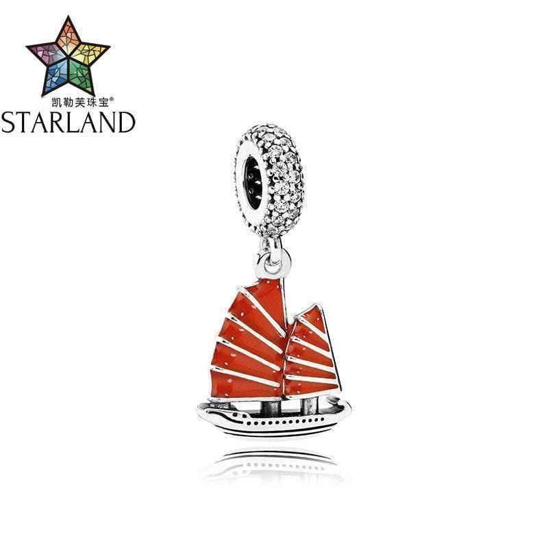 Starland Fashion Genuine Silver 925 Chinese Sailboat Red Enamel Charms Beads Fit Original Charms Bracelet Women Party Jewelry JadeMoghul Inc. 