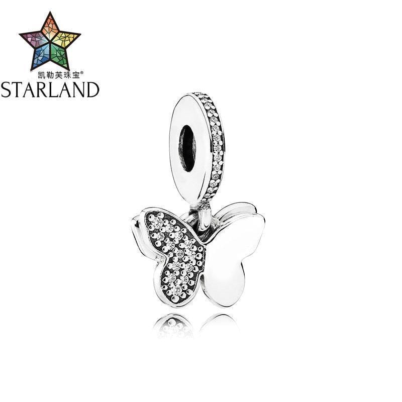 Starland Fashion Silver 925 Dance Butterfly Pendant Charm Clear CZ Charms Beads Fit Original Charms Bracelet Women DIY Jewelry JadeMoghul Inc. 