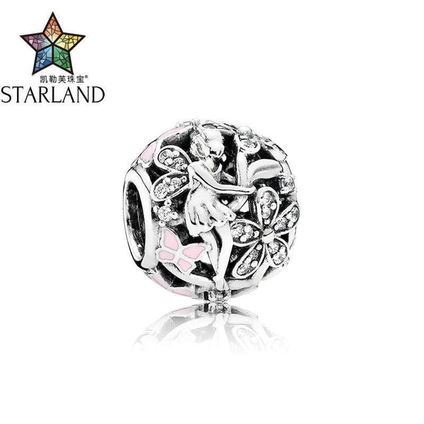 Starland Fashion Silver 925 Dazzling Daisy Fairy Charm Pink Enamel Clear CZ Charms Beads Fit Original Bracelet Women Jewelry JadeMoghul Inc. 