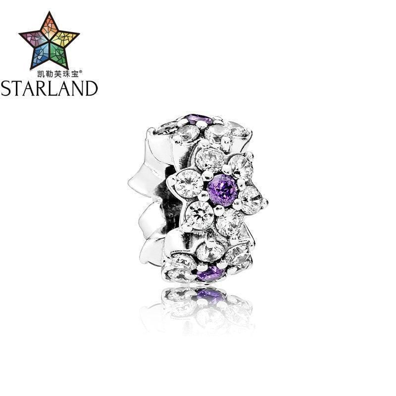 Starland Fashion Silver 925 Don't Forget Me Flower Charm Purple CZ Spacer Charms Beads Fit Original Bracelet Women DIY Jewelry JadeMoghul Inc. 