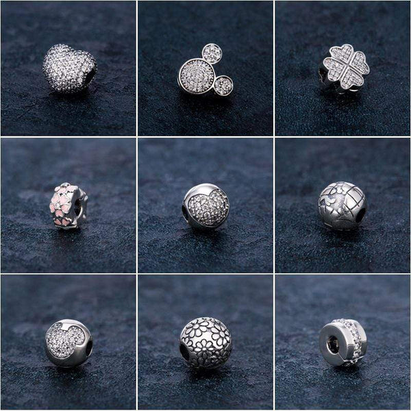 Starland Fashion Silver 925 Jewelry Heart Clips Charms Beads Fit Original Brand Padlock Pave Setting CZ Bracelet DIY Jewelry JadeMoghul Inc. 