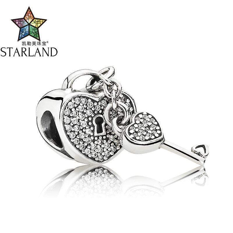 Starland Fashion Silver 925 Lock Of Love Charm Charms Beads Fit Original Brand Padlock Pave Setting CZ Bracelet DIY Jewelry JadeMoghul Inc. 