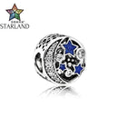 Starland Fine 100% Silver 925 Nostalgic Star Clear CZ Blue Enamel Charms Beads Charms Bracelet Women Jewelry DIY Accessories JadeMoghul Inc. 